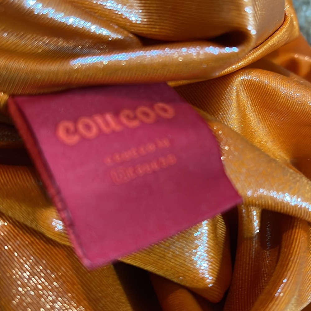 Coucoo Jani Bodysuit Orange Satsuma Skin Metallic One-Shoulder Size M NWT - Picture 4 of 8